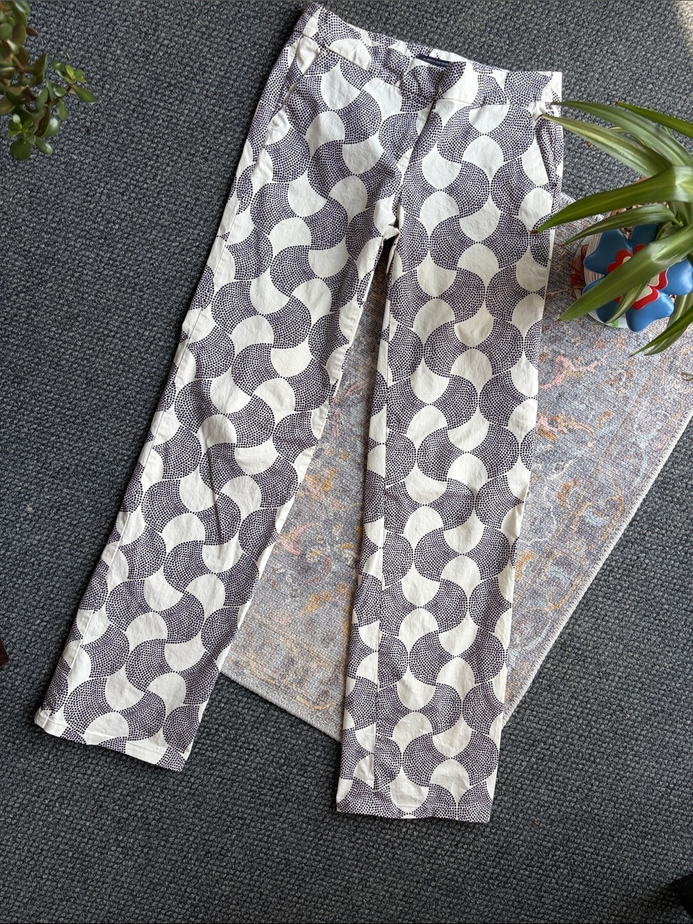 Tommy Hilfiger Pants White with Navy Dot Pattern